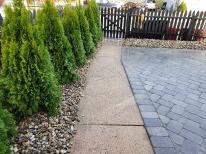 Paver Driveway and green fences in Edgewater NJ