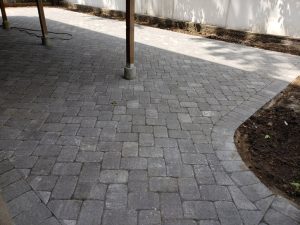 Paver patio and garden in progess in Edgewater NJ