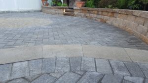 a paver patio and retaining wall in Englewood Cliffs NJ