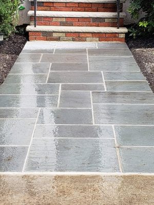 stone walkway and brick stone stairs in Cliffside Park NJ
